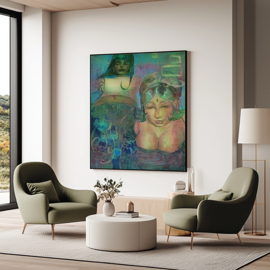 Art Print | Neha Misra - Shanaya and Shilpa go to Memsaab